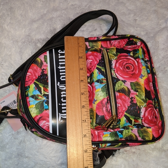 Nwt Juicy Couture Black Multi Rose Juicy Billboard SM Backpack - Picture 2 of 16